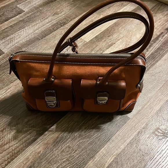 Dooney & Bourke double pocket tote. Good pre-owned condition. See photos. - Picture 1 of 6